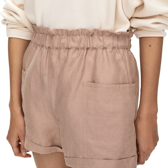 Aritzia Wilfred Jessica Shorts Relaxed Paperbag Waist Tan Concrete Beton Small - Picture 5 of 12